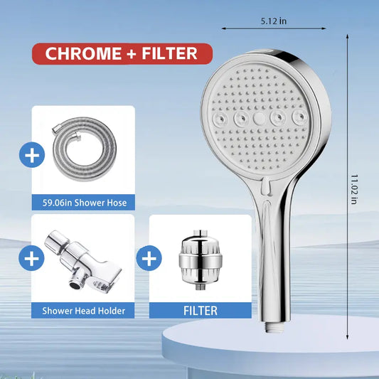 6-Mode High Pressure Handheld Shower Head with Rainfall & Massage Spray