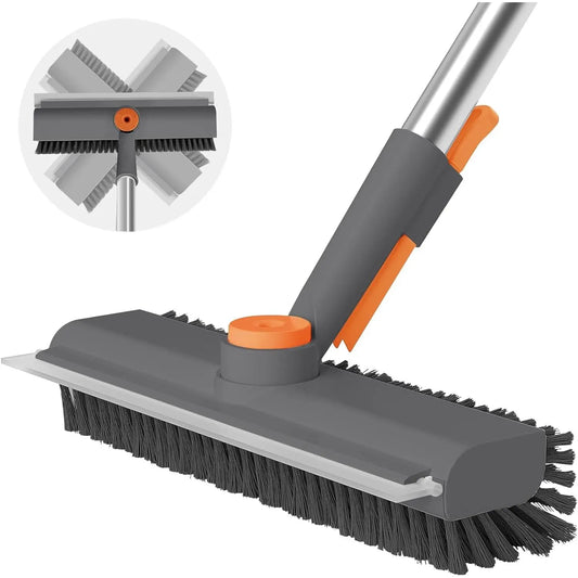 AIR U 3-in-1 Floor Scrub Brush with Long Handle – Scrub & Squeegee Cleaner