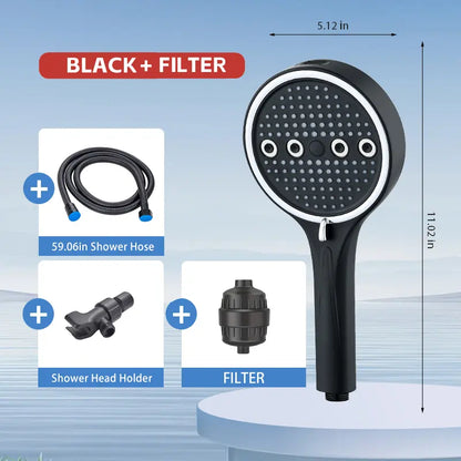 6-Mode High Pressure Handheld Shower Head with Rainfall & Massage Spray