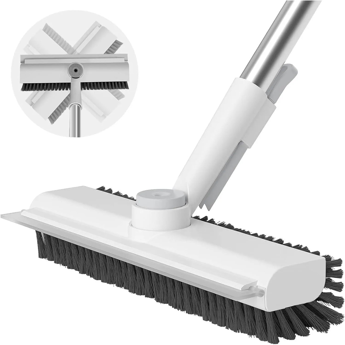 AIR U 3-in-1 Floor Scrub Brush with Long Handle – Scrub & Squeegee Cleaner