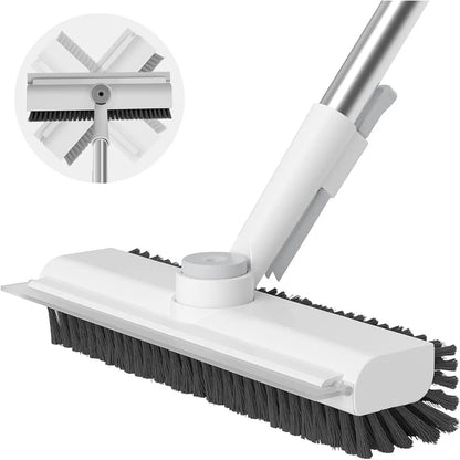 AIR U 3-in-1 Floor Scrub Brush with Long Handle – Scrub & Squeegee Cleaner