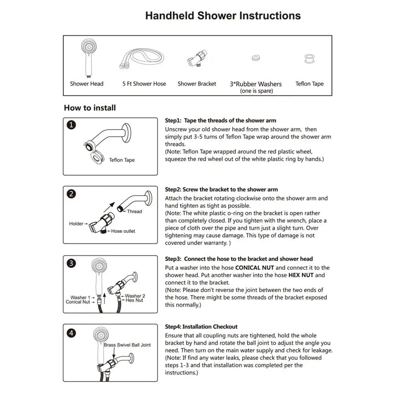 6-Mode High Pressure Handheld Shower Head with Rainfall & Massage Spray