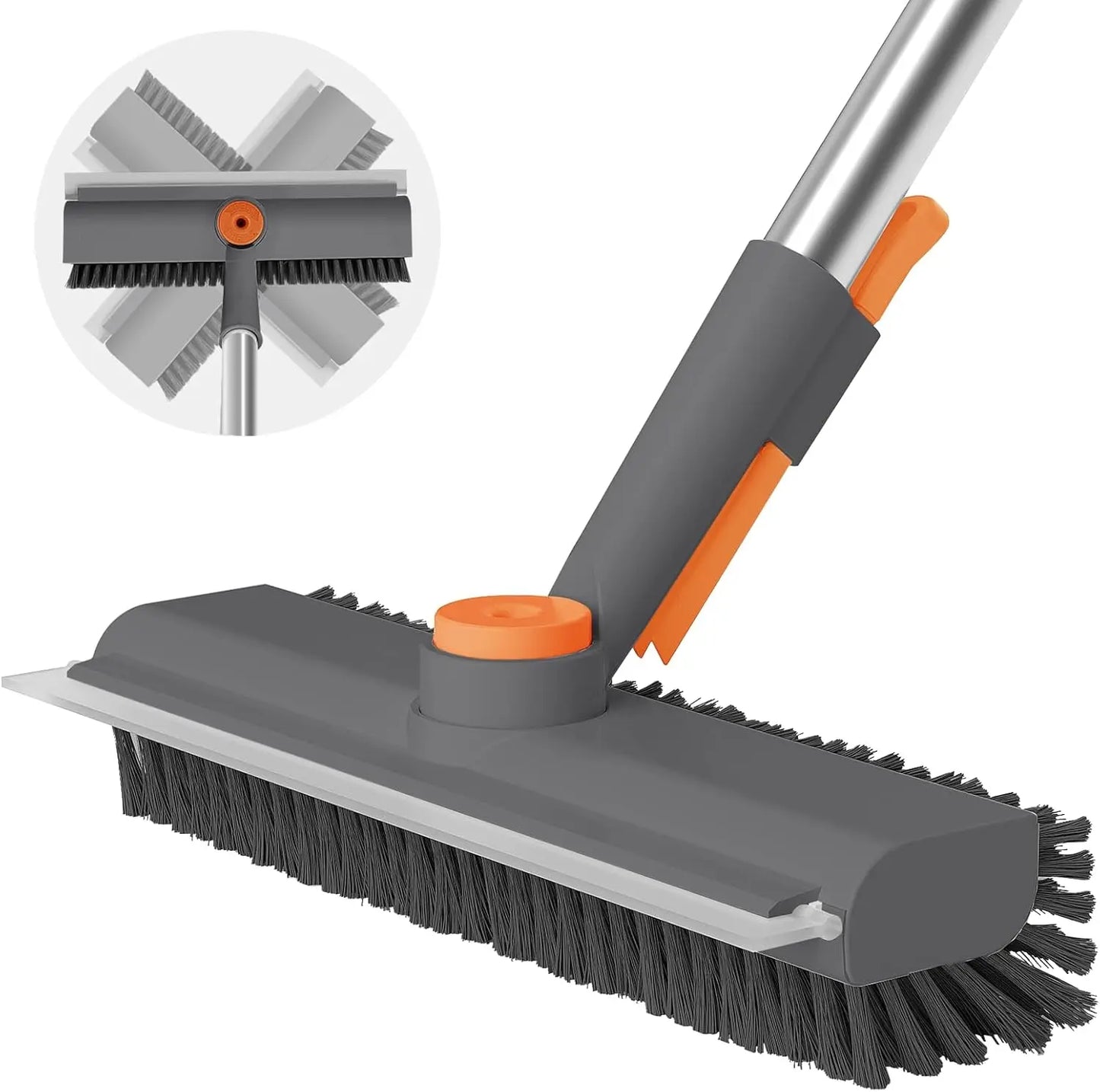 AIR U 3-in-1 Floor Scrub Brush with Long Handle – Scrub & Squeegee Cleaner