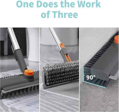 AIR U 3-in-1 Floor Scrub Brush with Long Handle – Scrub & Squeegee Cleaner