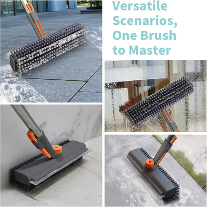 AIR U 3-in-1 Floor Scrub Brush with Long Handle – Scrub & Squeegee Cleaner