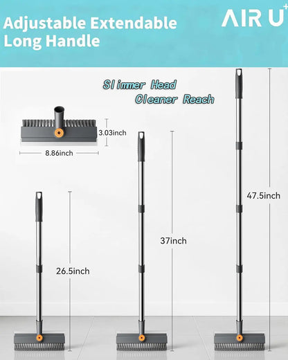 AIR U 3-in-1 Floor Scrub Brush with Long Handle – Scrub & Squeegee Cleaner