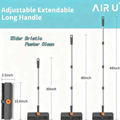 AIR U 3-in-1 Floor Scrub Brush with Long Handle – Scrub & Squeegee Cleaner